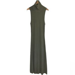 Wilfred moss green turtleneck sleeveless knit maxi dress